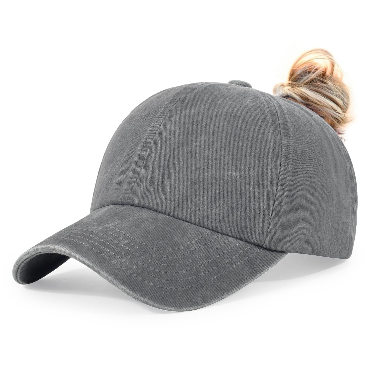 HH HOFNEN Ponytail Hat for Women Washed Distressed Baseball Cap Ponycaps