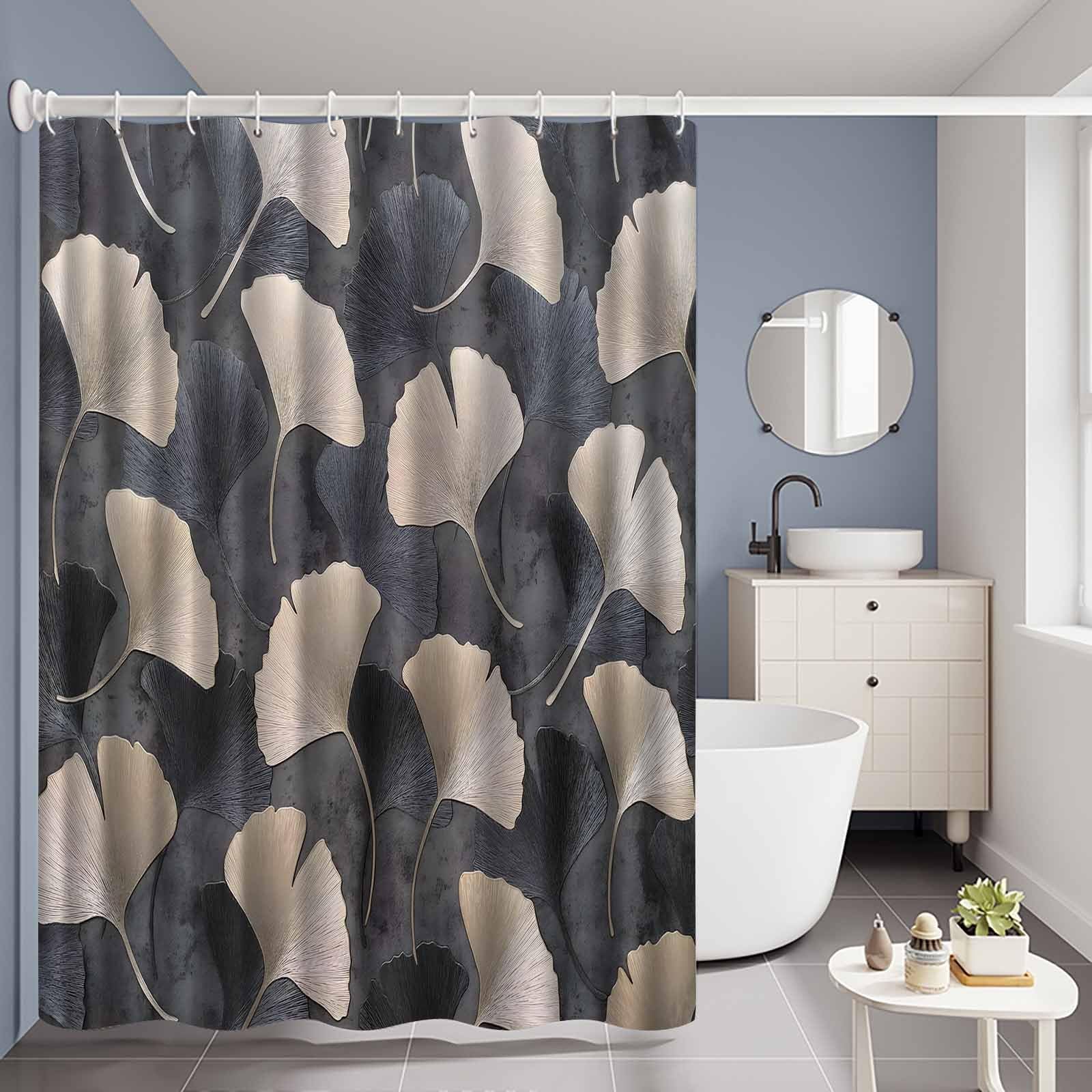 Rideau de douche ginkgo anti-éclaboussures 119x183 cm pour protéger et décorer la salle de bain