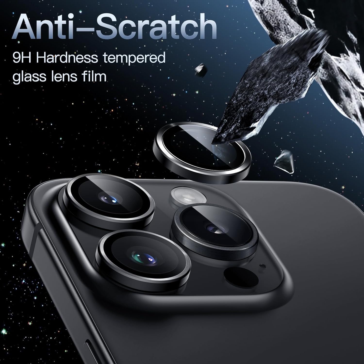 JETech Camera Lens Protector for iPhone 15 Pro 6.1-Inch and iPhone 15 Pro Max 6.7-Inch, 9H Tempered Glass Metal Individual Ring Cover, HD Clear, 1 Set (Space Black) 5 71ZlmL7yKML. AC SL1500