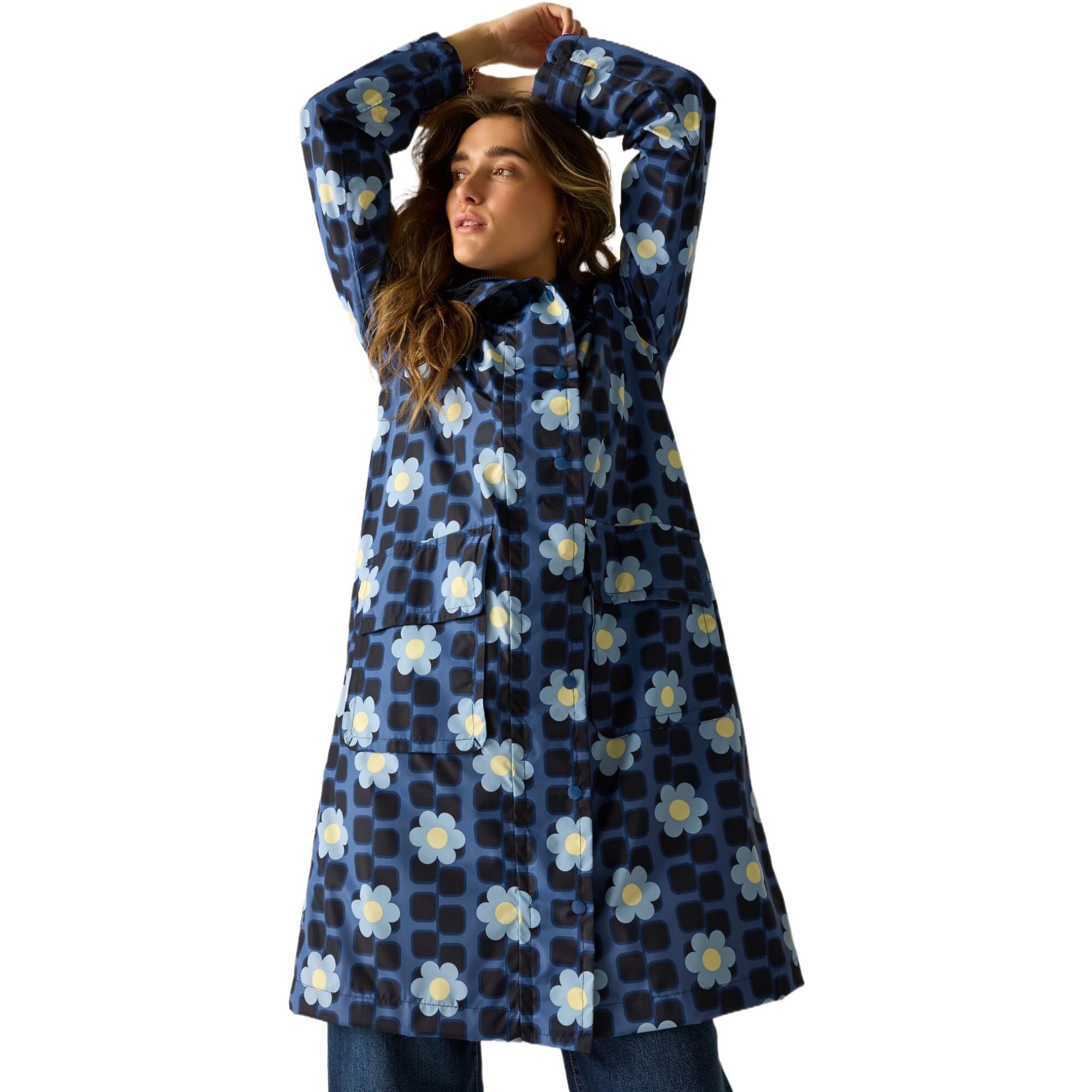 Regatta Women's Orla Kiely Longer Length Waterproof Jacket in Dark Blue | Size: 18