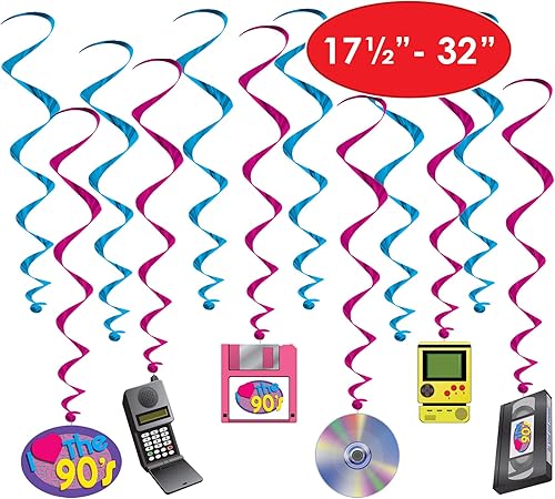 Miniatura 2 de Beistle 53489 I Love The 90's Whirls, 24 piezas, 15"-28", multicolor