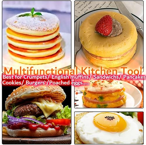 Vista 7 de DATANYA Paquete de 8 anillos de gruñón antiadherentes para magdalenas inglesas de 4 pulgadas, anillos de acero inoxidable de doble enrollado