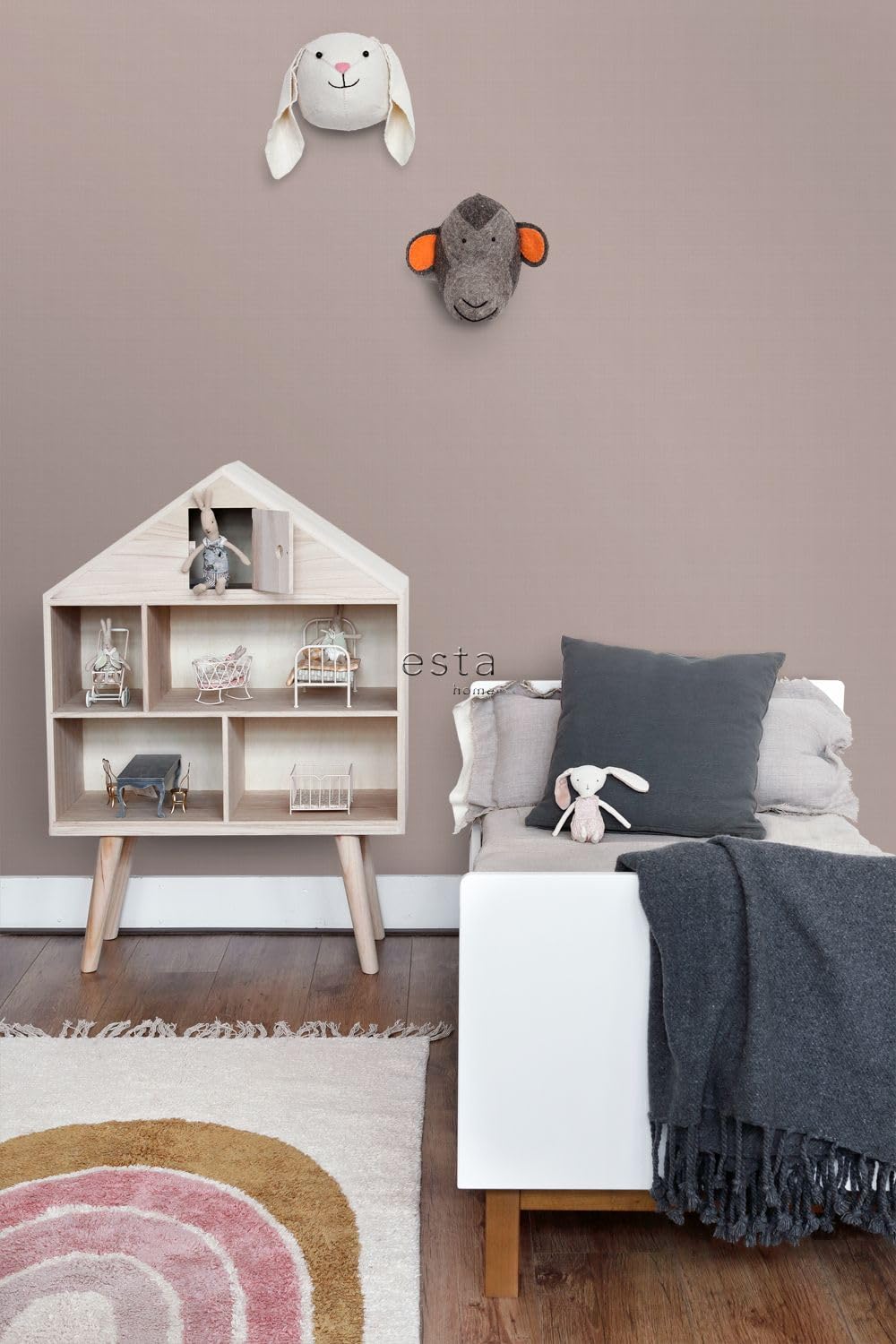 ESTAhome Tapeta lniana tekstura starego różu 53 cm x 10.05 m