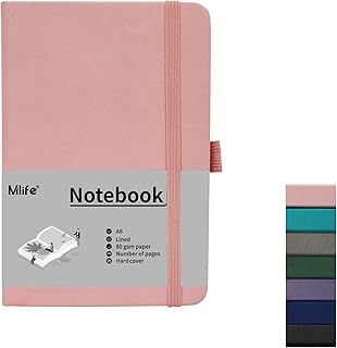 Mlife A6 Small Journal Notebook, Lined Pocket Notebook with Pen Holder, Hardback, 192 Pages, 3.9 inches * 5.5 inches - for Women and Men (Pink)