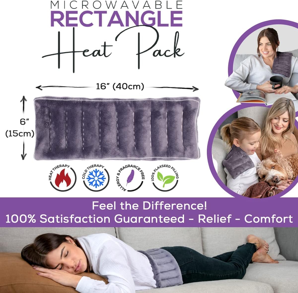 Paquete de calor para microondas para aliviar el dolor, almohadilla térmica de bolsa de trigo pequeña, compresa caliente reutilizable para calambres, alivio del estrés y relajación muscular, comodidad
