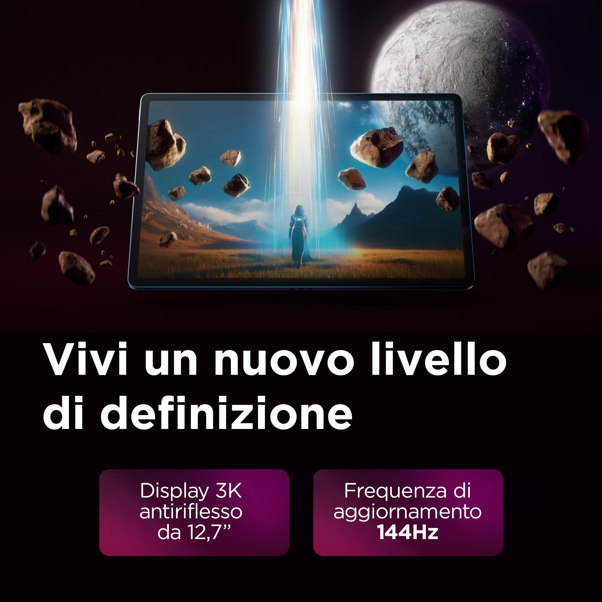 Lenovo Yoga Tab Plus Tablet 12.7” 3K 144Hz con Penna e Tastiera Incluse, Snapdragon 8 Gen 3, 16GB RAM 512GB, Tablet Android AI per Lavoro, Studio e Creatività