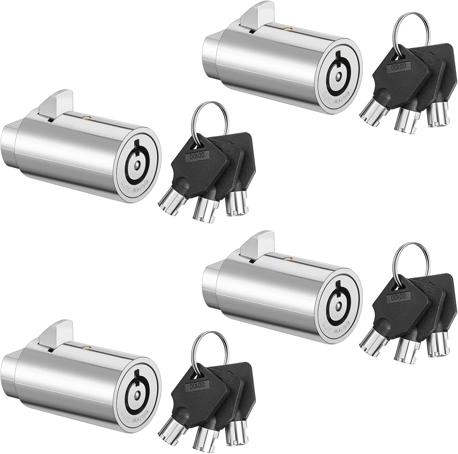 4 Pcs Vending Machine Lock with Tubular Keyway Fits Most T Handle Locks