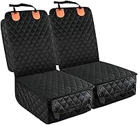 PETICON Dog Front Seat Covers 2 Pack: Waterproof, Scratchproof with Side Flaps for Cars, Trucks, SUVs, Jeeps - Nonslip Captain Chair Protectors
