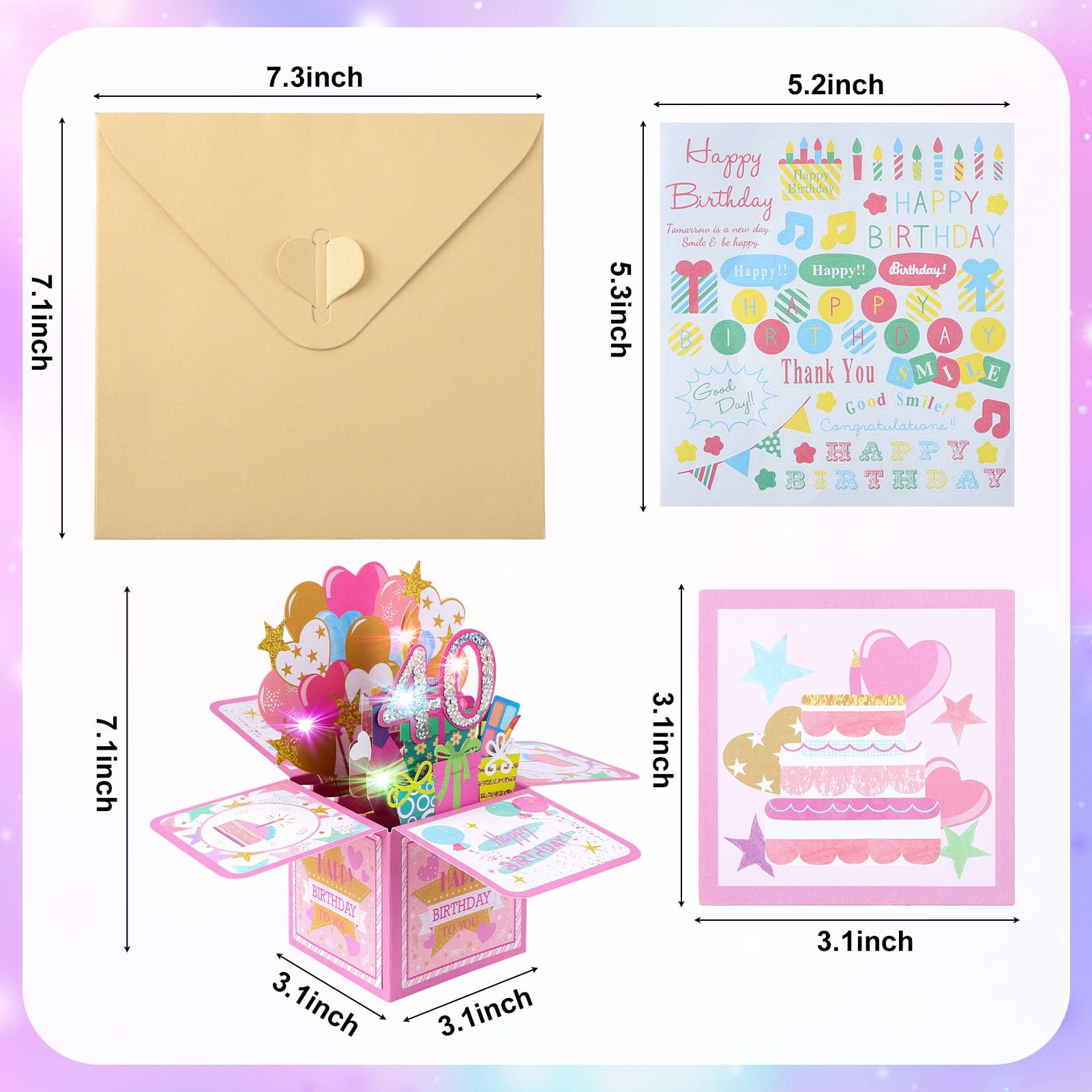 3D Musique D'anniversaire Pop Up Carte, Souffler LED Madagascar