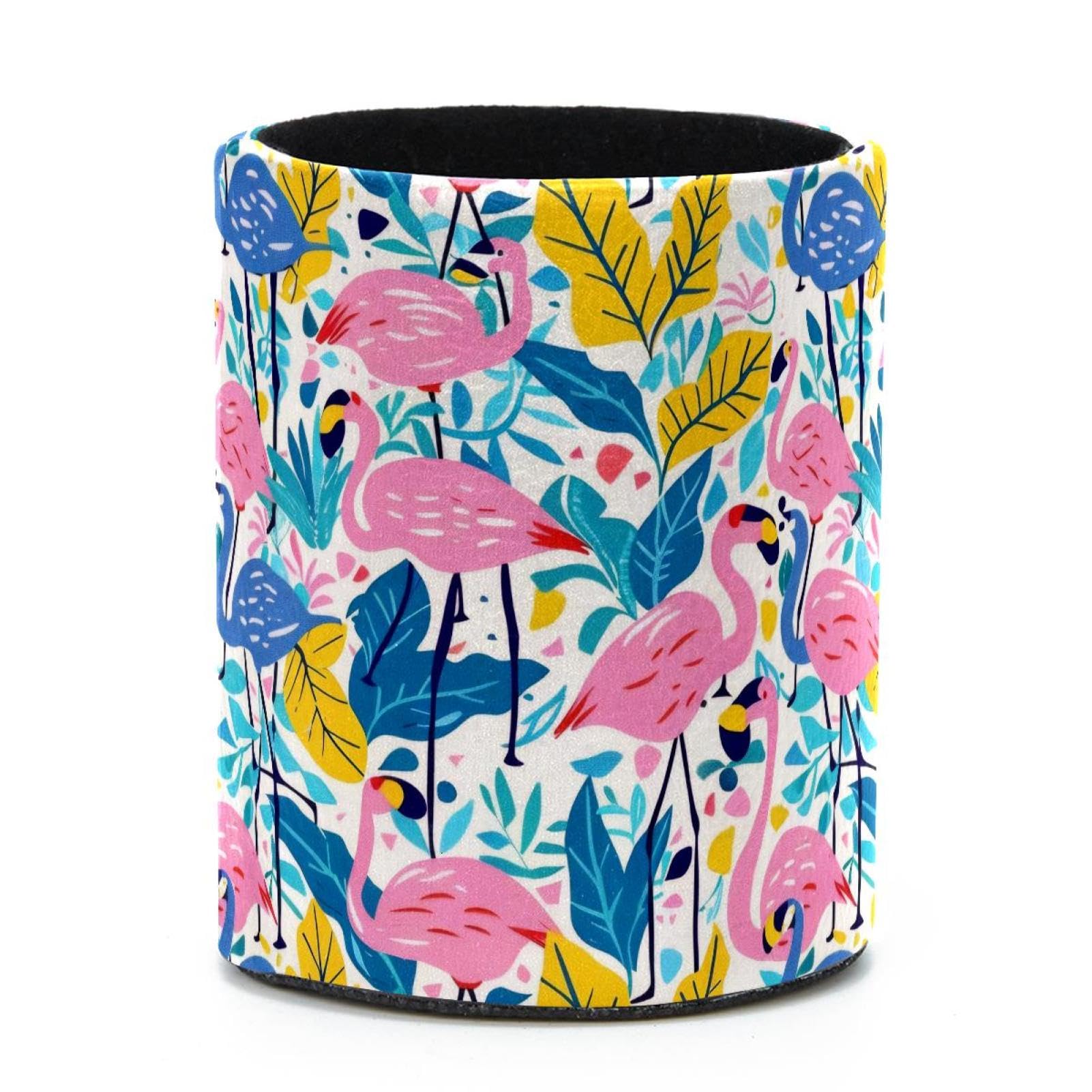 VAPOKF Round Pencil Holders for Desk, Flamingo Pen Holders Pen Pot Makeup Brushes Storage Desktop Stationery Supplies Organiser for Home Office