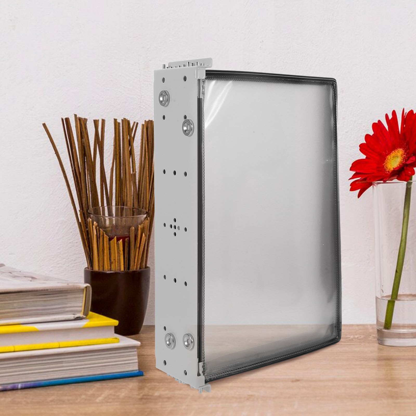 Porta Documenti Magnetico A4 da Parete 10 Tasche Display | Pvc e Supporto in Ferro, Capacità per Dieci Fogli, Uso Domestico e Frigorifero