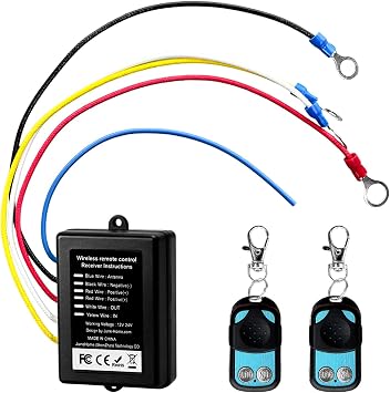 Wireless Winch Remote Control Kit, 12V 24V Anti Interference Winch Receiver with 2 Remotes, 98 Ft Recovery Winches System Handset Switch Receiver for Car Truck SUV ATV