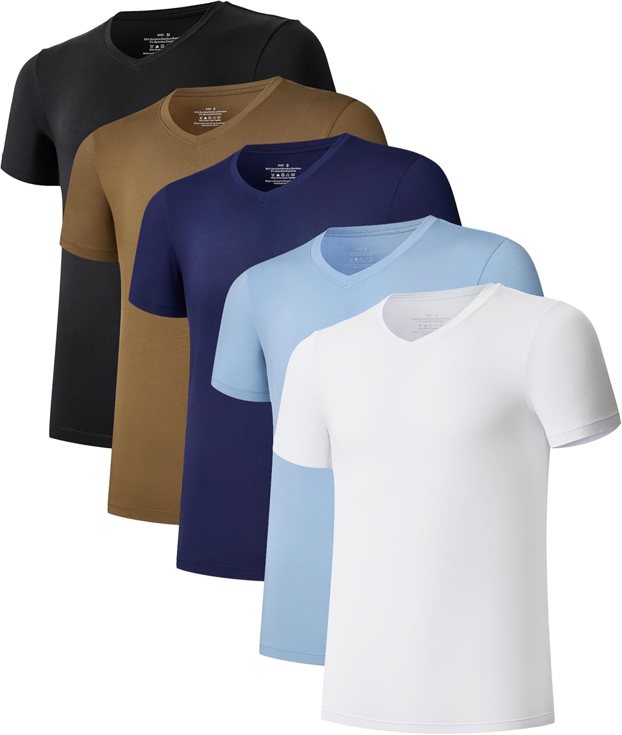 CF Men's Undershirts Bamboo Rayon Shirts for Men Moisture Wicking T-Shirt Classic V Neck Cooling Tee Shirts 3/5 Pack