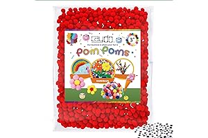 Caydo 1000 Pack Mini Red Pom Poms with 100 Wiggly Eyes