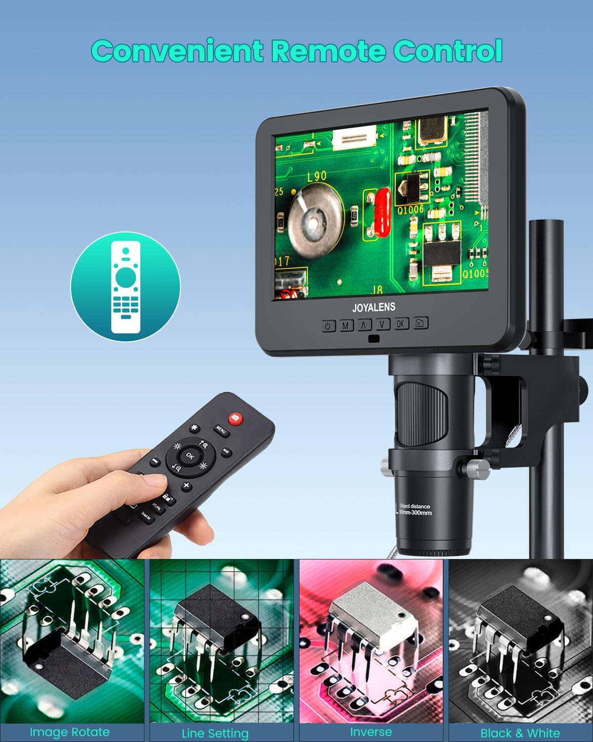 JL266S 5 Lens HDMI Digital Microscope 5000X, 24MP Biological Microscope for Adults Kids Home Lab, Coin Microscopes Full View with 7'' Screen, Windows PC Compatible, 32GB Card