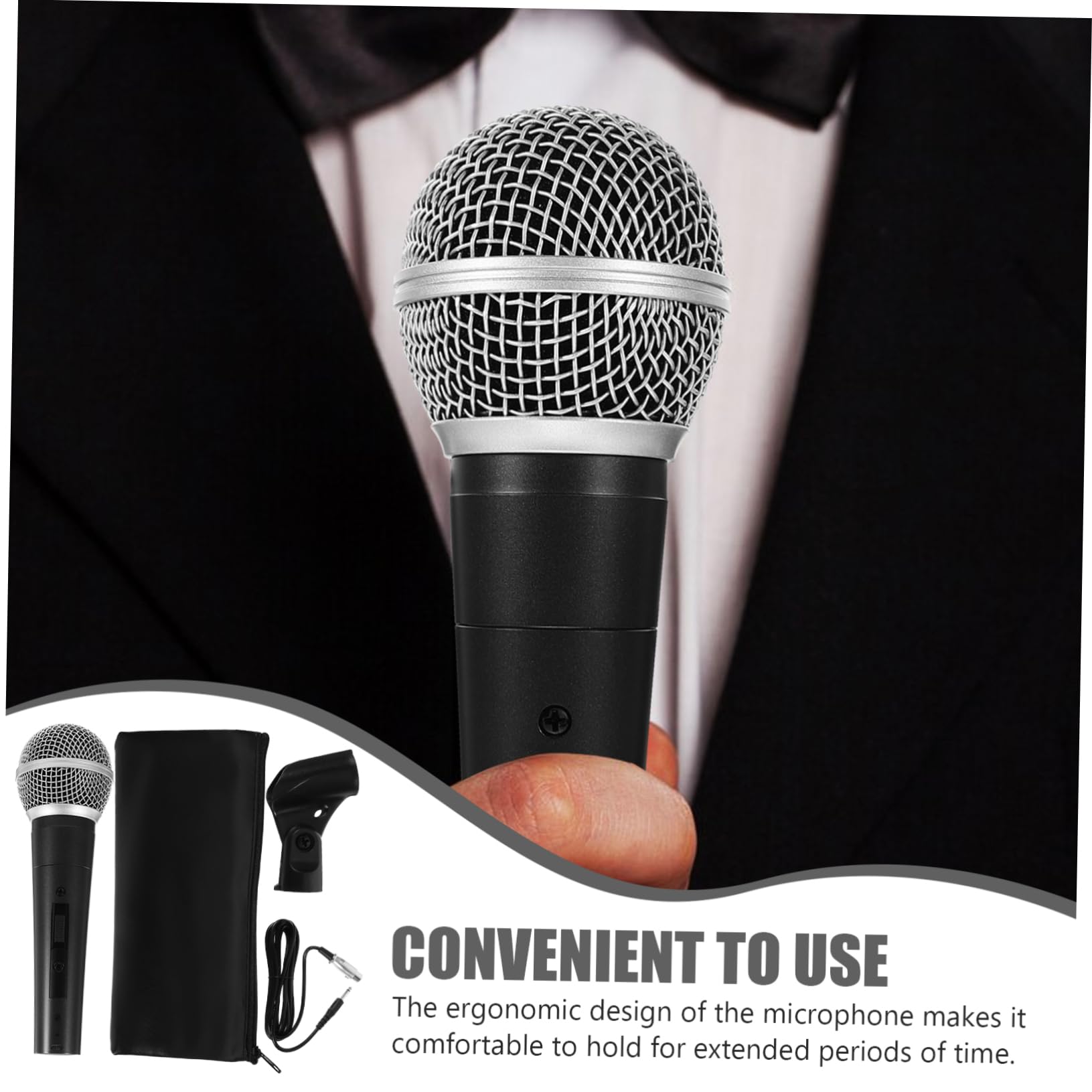 YARNOW Microfono Dinamico con Cavo Nero Microfono Professionale per Cantare e Registrare con Costruzione Resistente e Design Classico per Performance e Speaker