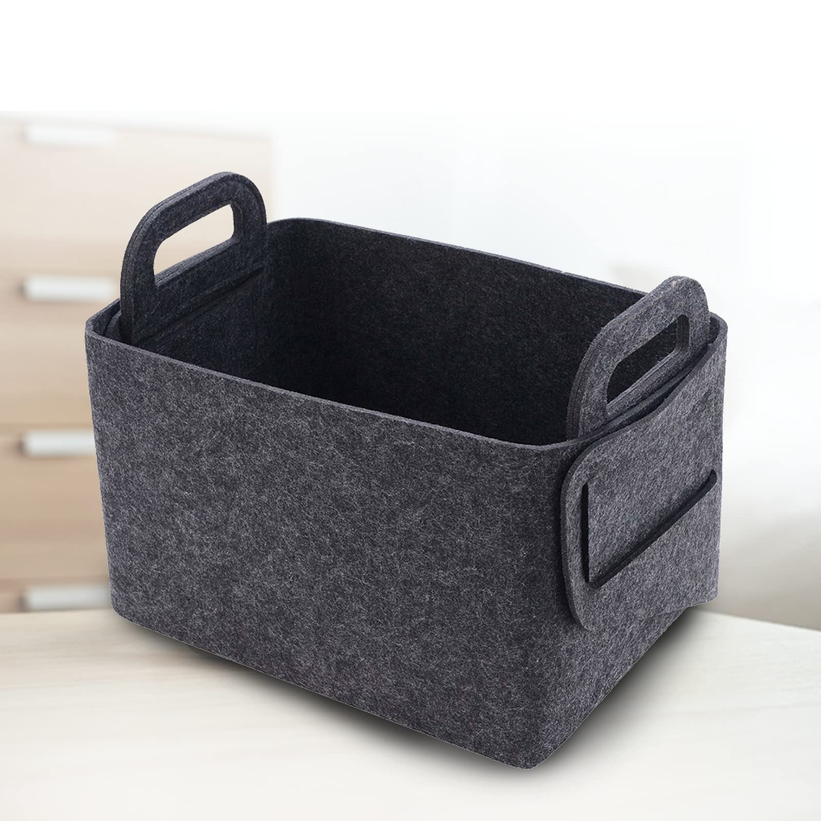 Kaminholzkorb Brennholzkorb Metall Modern Holzkorb Filz Holzgriff Es kann Zeitungen, Kleidung, Spielzeug usw. enthalten,50x32x35cm