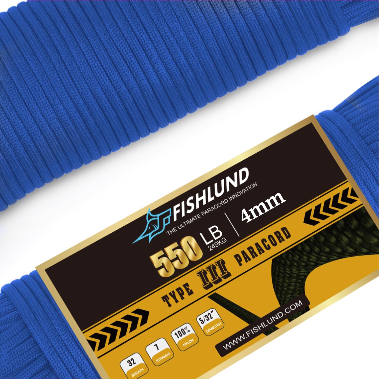 Paracord 550 lb, 7 Strand Paracord Rope 50ft 4mm, Nylon Parachute Cord for Camping, Royal Blue