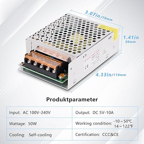 Miniatura 2 de Fuente de alimentación conmutada de 5V 10A 50W DC AC 100V240V a DC-12V Adaptador de corriente, voltaje constante del transformador, adecuado para