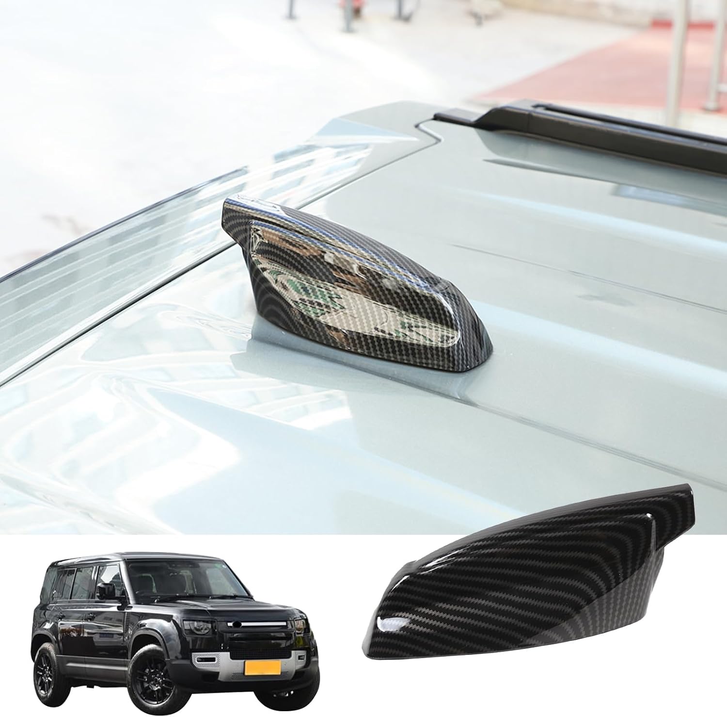 Car Shark Fin Antenna Cover Compatible with Land Rover Defender 90 110 130 2020-2024 Roof Antenna Cover ABS Shark Fin Aerial Antenna Decorative Cover (Carbon Fiber Texture)