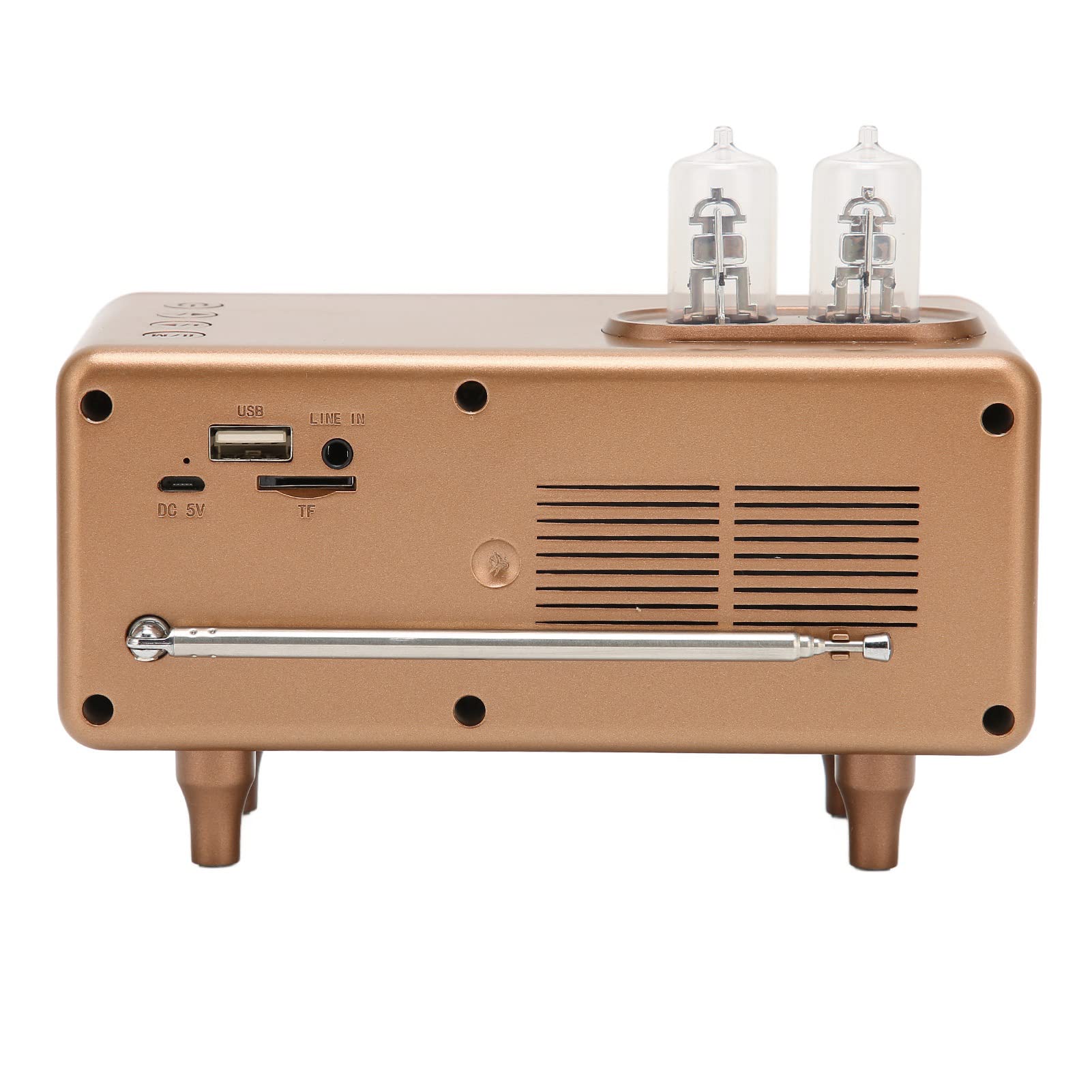 Jiawu Altavoz Bluetooth Retro con Tubo de Vacío, Altavoz de Radio Clásico Inalámbrico Vintage con Luces LED Ambientales, Portátil Bluetooth 5.0 para el Hogar, Compatible con Tarjeta de Memoria/Disco