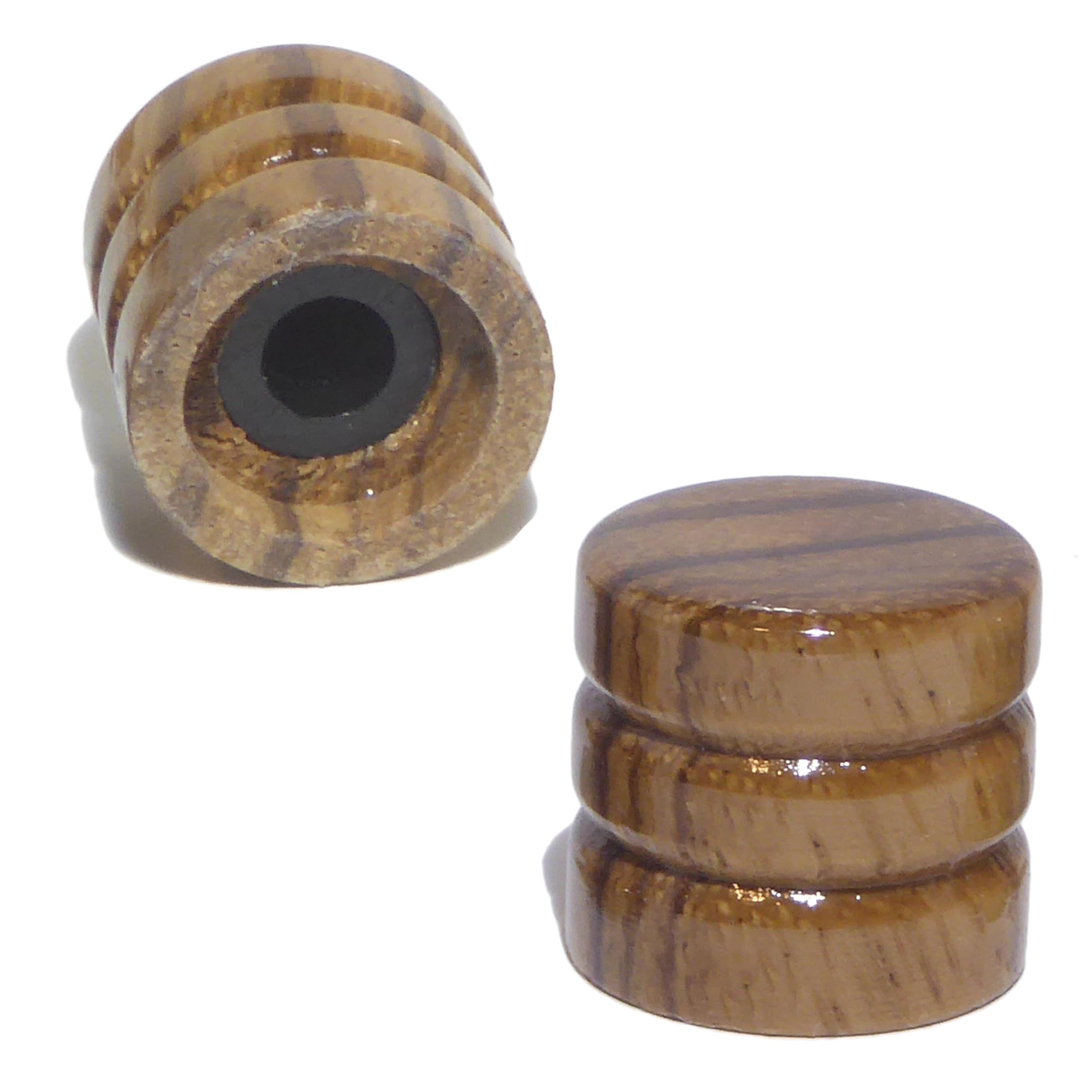 2x Wood guitar control knobs Zebra beach maple grained finish tone or volume Black Dog Music - Image 3