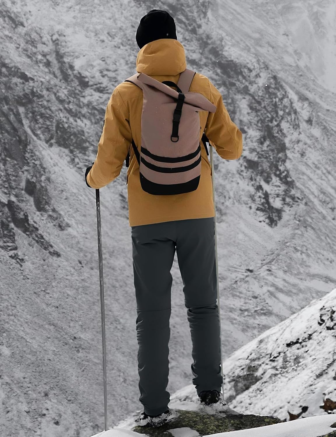 TBMPOY Mens Fleece Lined Snow Ski Pants Water Resistant Hiking Winter Outdoor Insulated Softshell Warm Snowboard Pants - Image 3