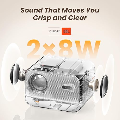 Miniatura 2 de [Sonido de JBL y alto brillo] Proyector Yaber con WiFi y Bluetooth, enfoque automático/corrección Keystone, proyector de película de sonido 3D,