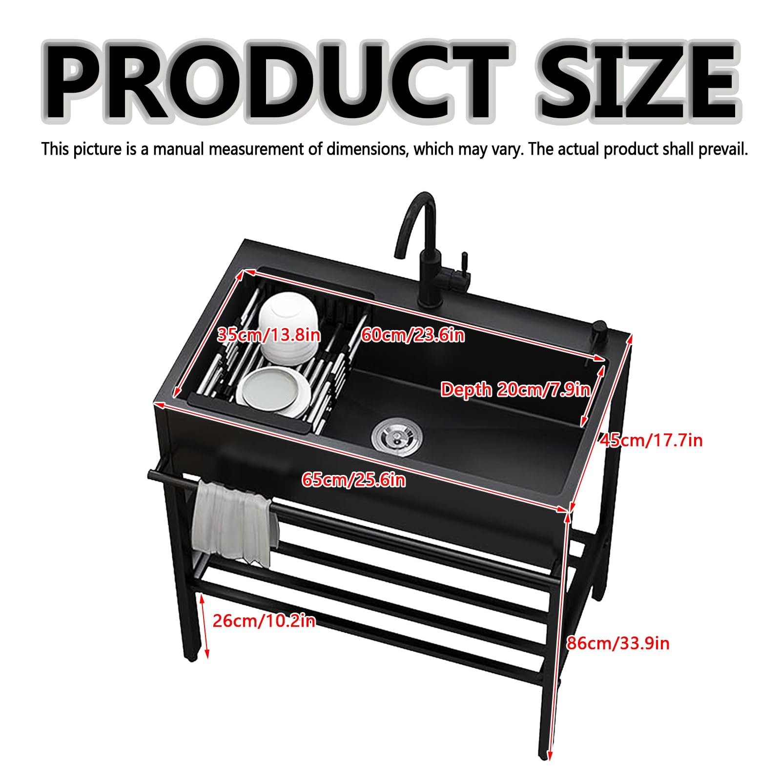 Fregadero utilitario de acero inoxidable con soporte, fregadero de cocina de un solo tazón con plataforma de almacenamiento, grifo frío y caliente, perfecto para exteriores, garaje, estación de lavado