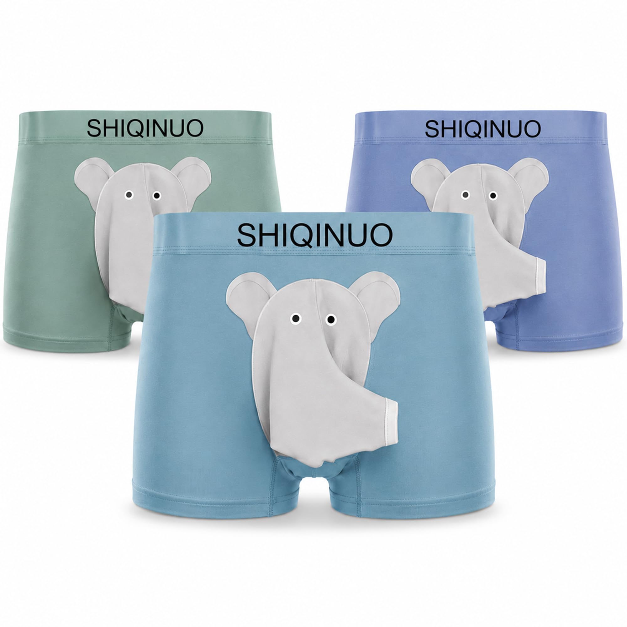 SHIQINUO Elephant Trunk Underwear for Men-Fun Novelty Boxer Briefs with Elephant Nose Design-Comfortable Unique Gift 3Pack, Color5, L