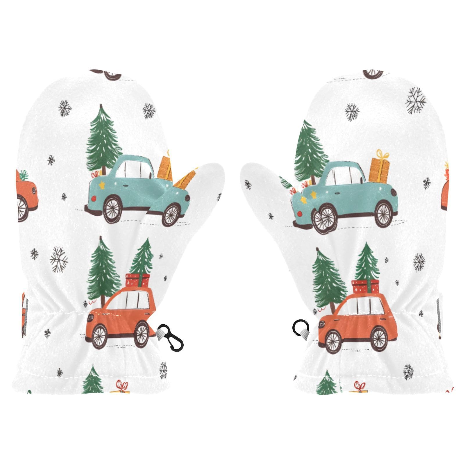 Kid's Winter Gloves Children Warm Gloves Car Christmas Tree for Boys Girl Age 4-6 Years