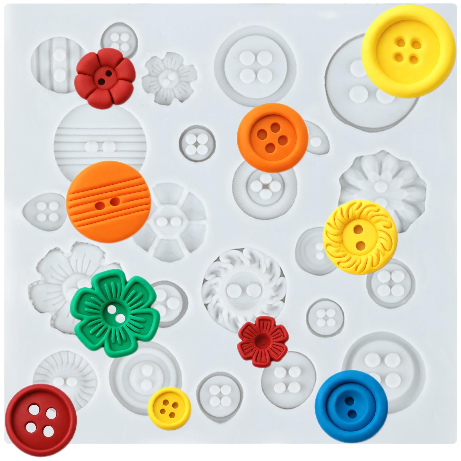 Knopfform für Modelliermasse, Knopfform, Silikonformen für Bastelarbeiten, Epoxidharz, Gießen, Polymerton, Werkzeuge, Handwerk, lufttrocknende Schmuckherstellung