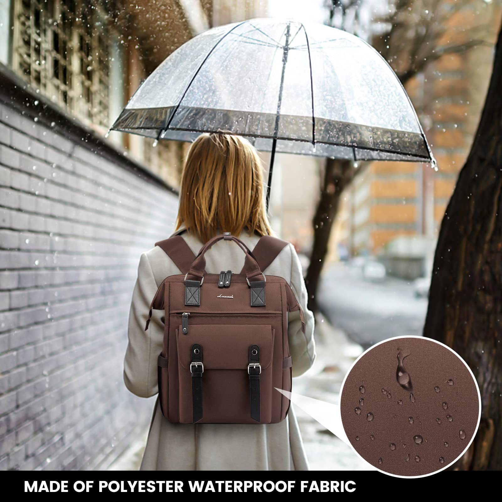 LOVEVOOK Laptop Backpack for Women Work Travel Commuter Backpack Business Computer Bag Teacher Doctor Nurse Bags College Backpack Purse Laptop Bag, 15.6 Inch, Coffee-black : Electronics