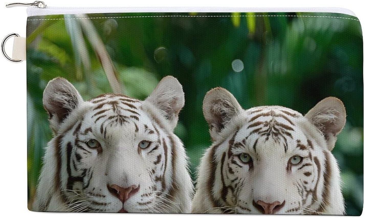 Tiger Print Coin Purse Pouch Change Holder With Zip Canvas Clutch Card Wallet for Women Men
