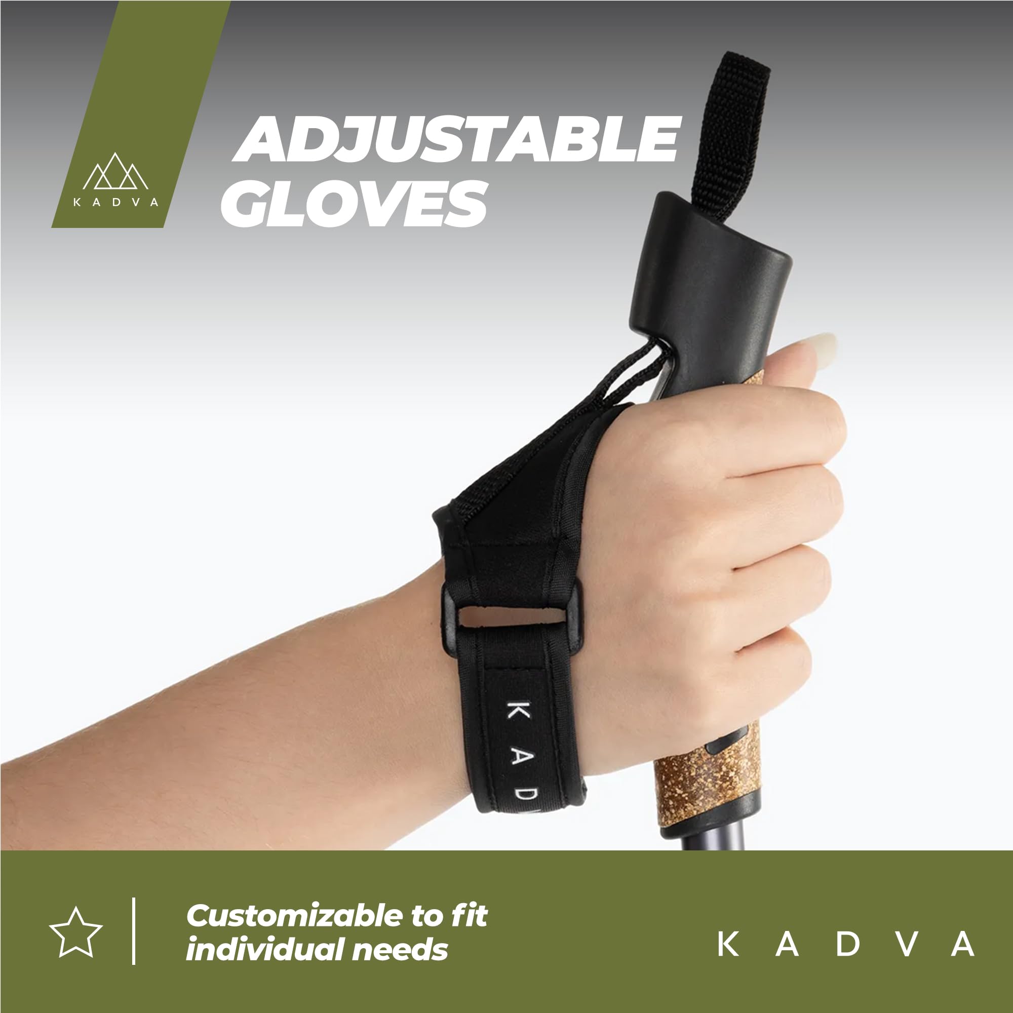 KADVA Bastoncini da Nordic Walking ARUKU in Nero, misura regolabile 83-135 cm Sistema Twist Lock che garantisce stabilità e sicurezza Riduzione delle vibrazioni Punta in acciaio