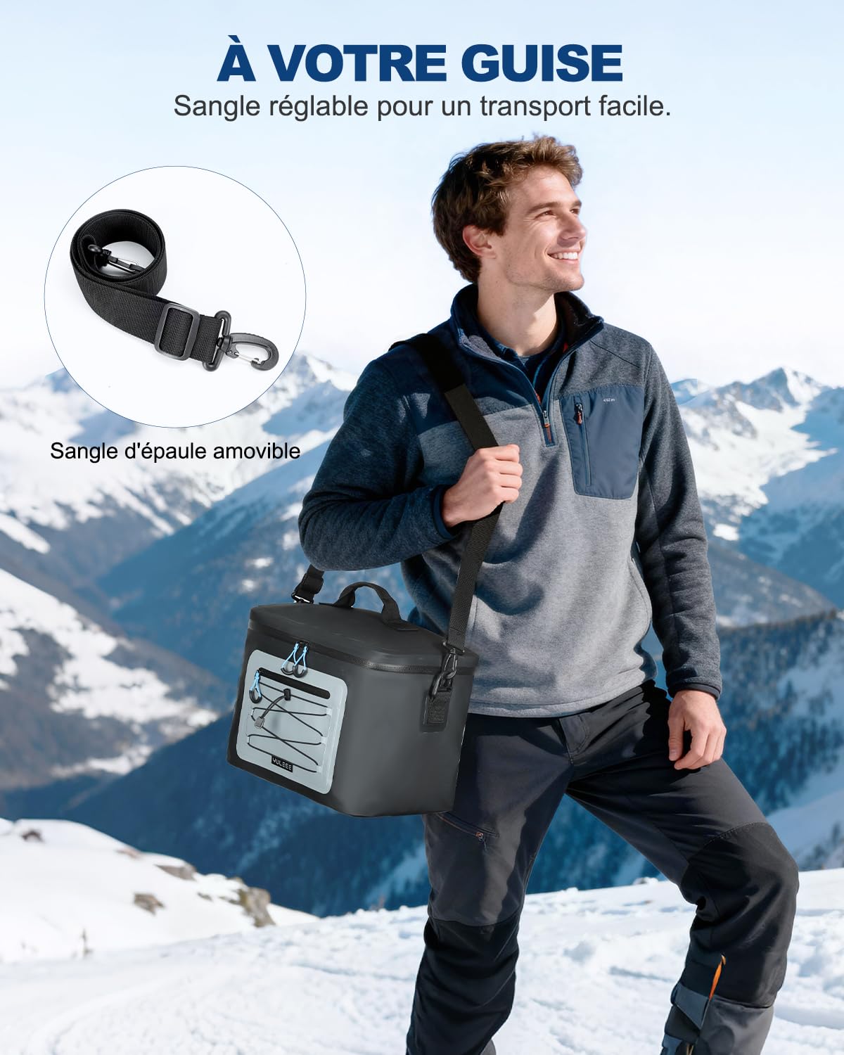 Sac Isotherme 24L, Glaciere Souple Isotherme Portable Imperméable pour Hommes Femmes, Lunch Bag Isotherme pour Pique Nique Plage Camping, Noir
