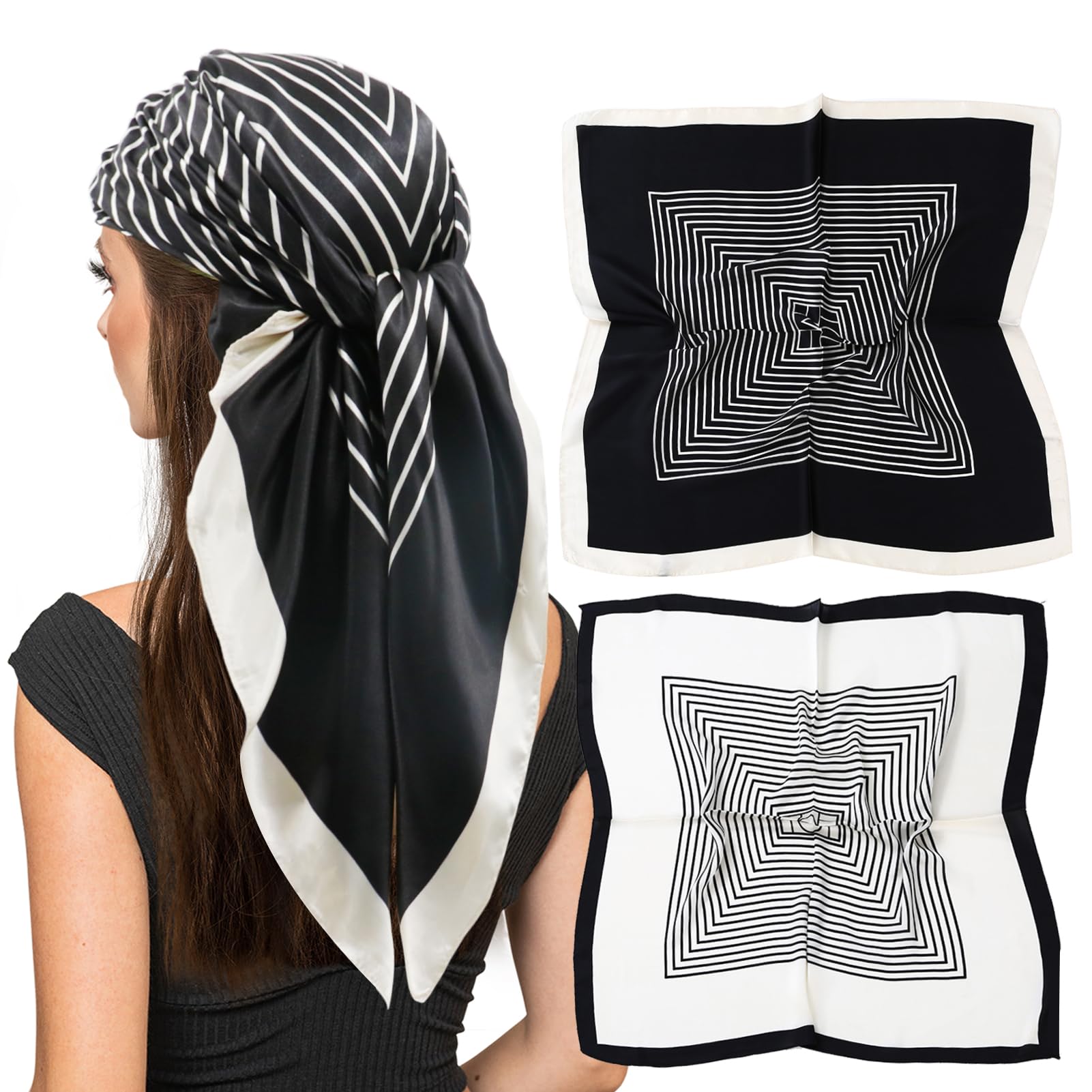 vimate Kopftuch für Frauen-35“ Quadrat Seide Gefühl Satin Schal Seidentuch für Haar Wrapping und Schlafen in der Nacht