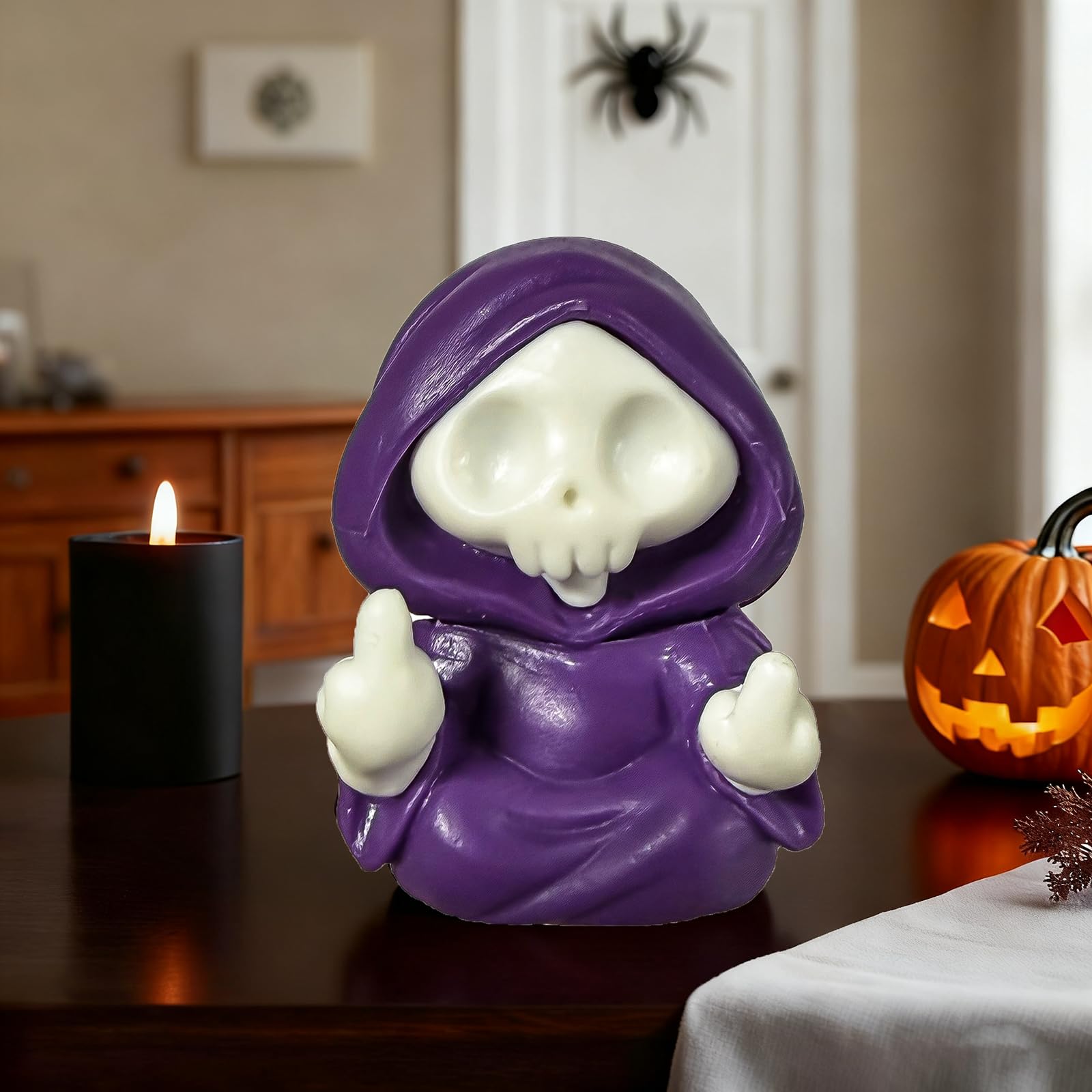 Figurine squelette en résine, statue effrayante et mignonne d'Halloween