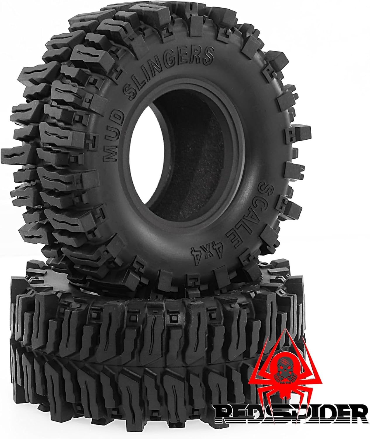 REDSPIDER•Rubber 2.2'' Crawler Tires(4pcs) Mud Terrain 2.2 Tires Super Grip Soft Tyre OD 130 * 55mm Compatible with Axial SCX10 90047 D90 TF2 Tamiya CC01 Traxxas TRX4