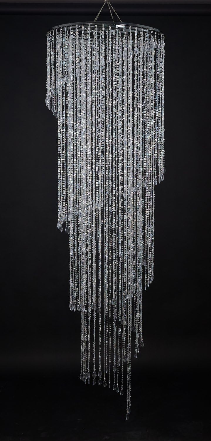 Authеntіс Crаzу Dеаlѕ FlavorThings Extra Large Faux Crystal Iridescent Spiral Chandelier,Swirling Wedding Chandelier,4 Tiers - 6 Feet Long 2 Feet Wide