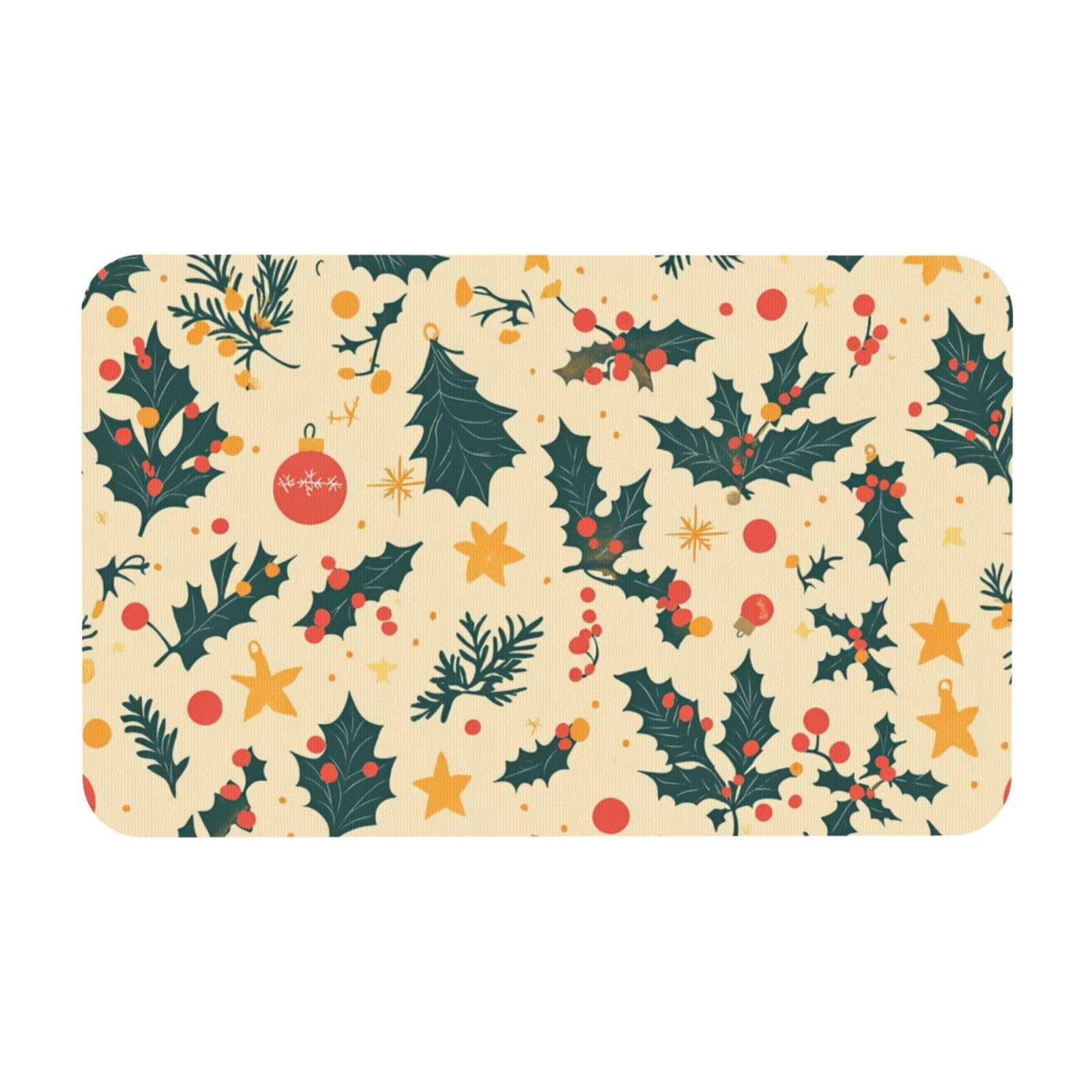 Paillasson Intérieur Antidérapant Noël Tapis de Sol Silicone 50x80cm Lavable Entrée
