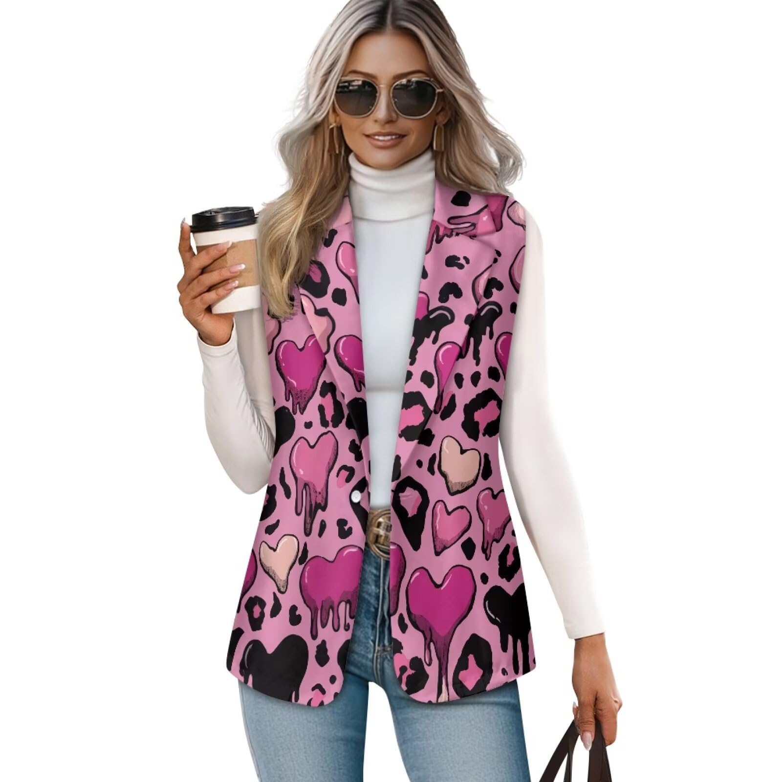 Womens Casual Vest Tops Sleeveless Blazer Suit Lightweight Work Office Outerwear Waistcoat
