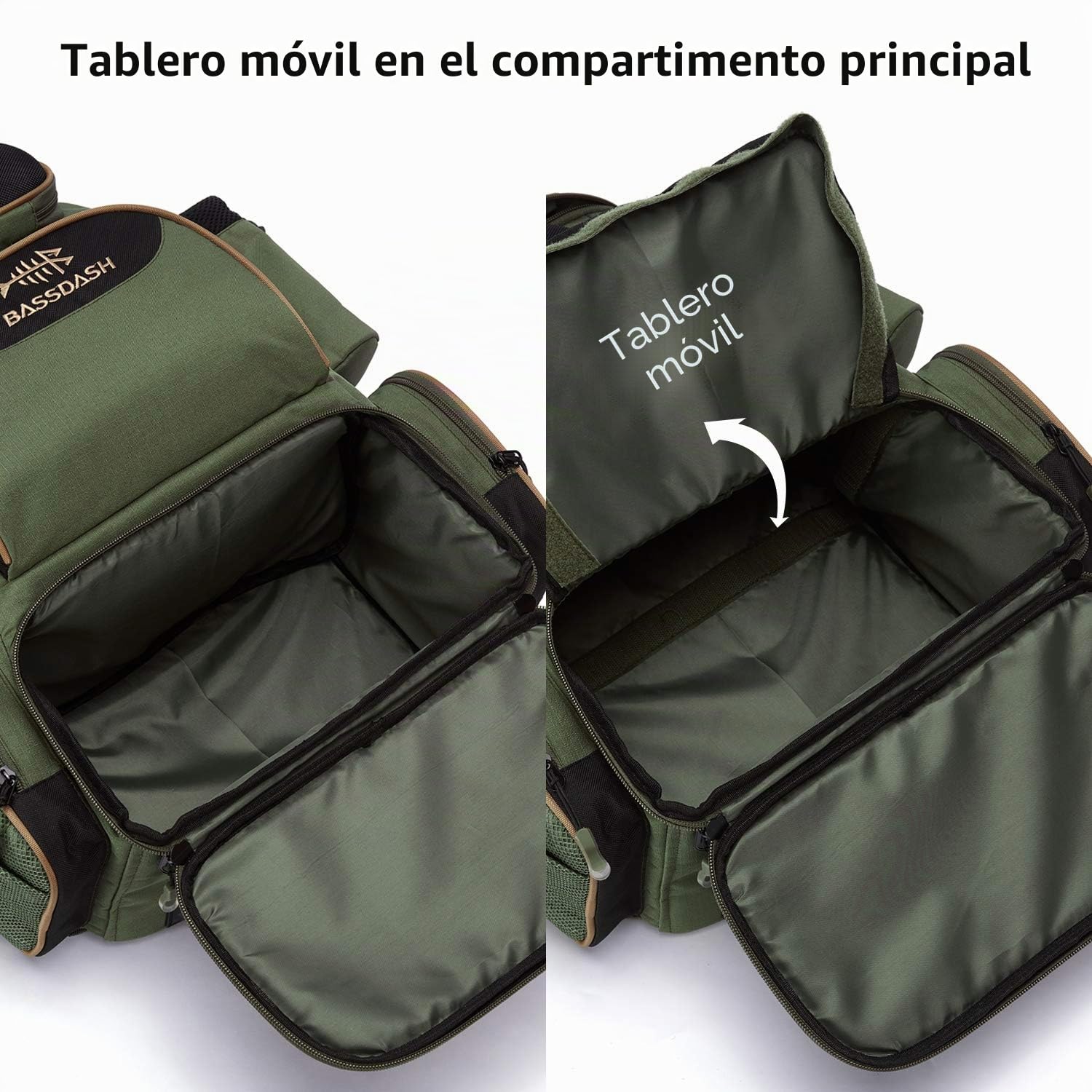 Bassdash Mochila de Pesca Bolsa táctica Ligera Resistente al Agua, Estuche de Pesca con portacañas y Cubierta Protectora contra la Lluvia
