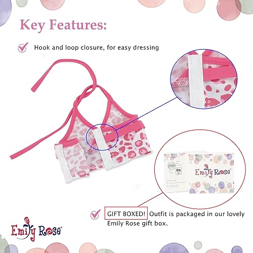 Miniatura 6 de Emily Rose Ropa de muñeca de 18 pulgadas, traje de baño tankini de 6 piezas, incluye gafas de sol, bolsa y sandalias, compatible con muñecas