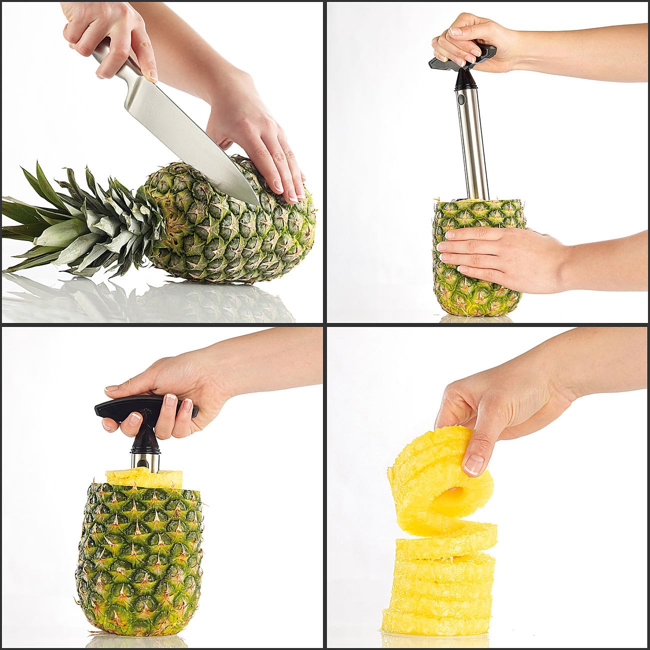 Strumento Per Ananas In Acciaio Inox | Corer, Affettatrice E Pelapatate 3 In 1 | Adatto A Destri E Mancini - 3