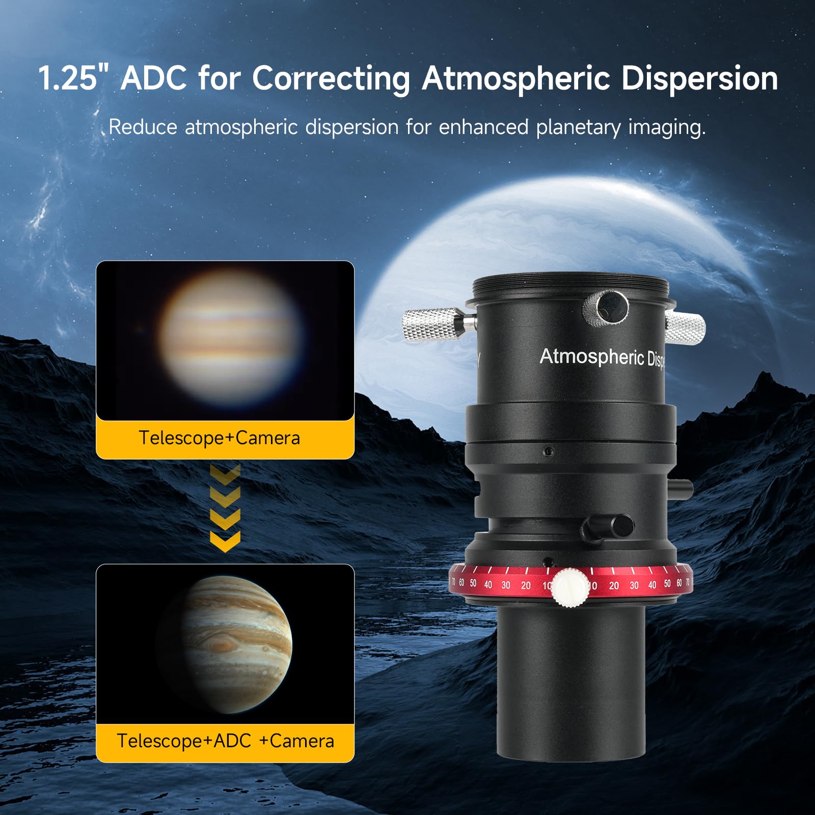 Svbony SV199 Correttore di Dispersione Atmosferica, ADC da 1,25" con Livella a Bolla e Angolo di Deviazione di 2,25° per Astrofotografia
