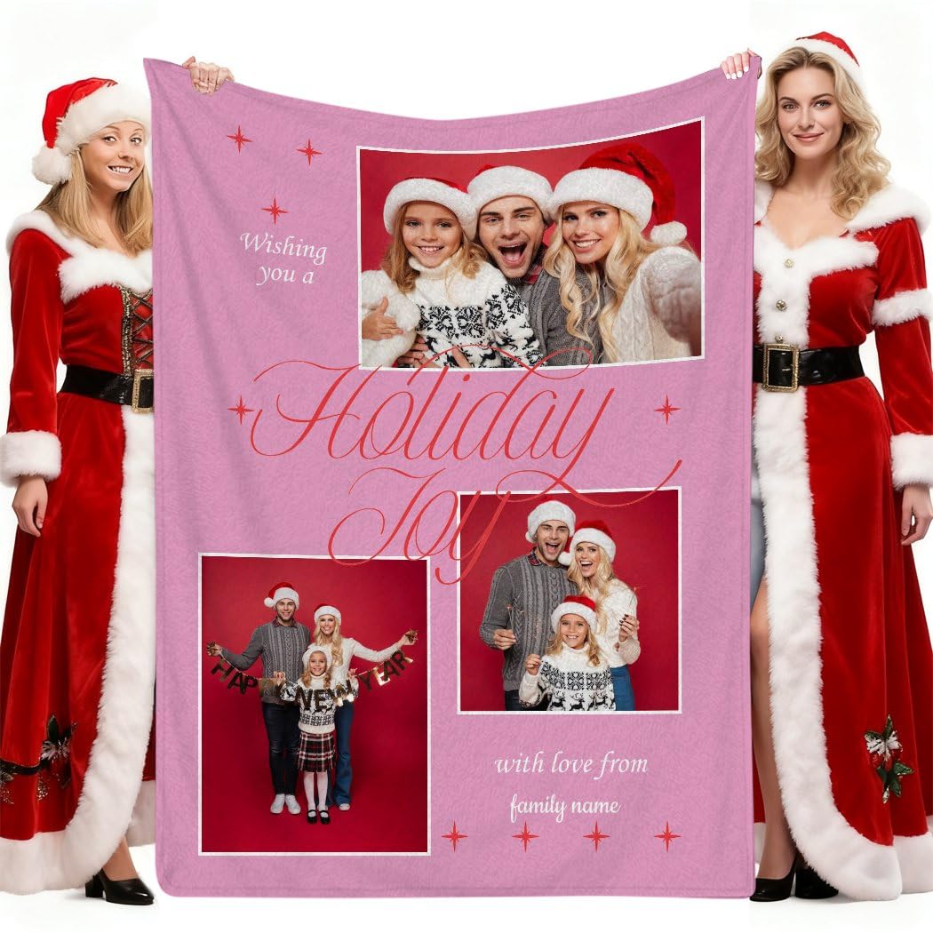 Manta personalizada con 3 fotos, regalos de compromiso personalizados para parejas, regalos personalizados de Acción de Gracias para familiares y amigos