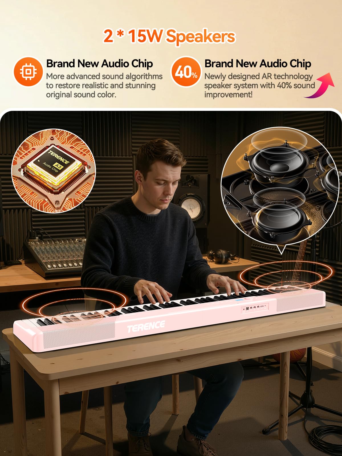楽器 Terence V50 TERENCE V50 Digital Piano 88 Keys Foldable 30W Dual Speakers High