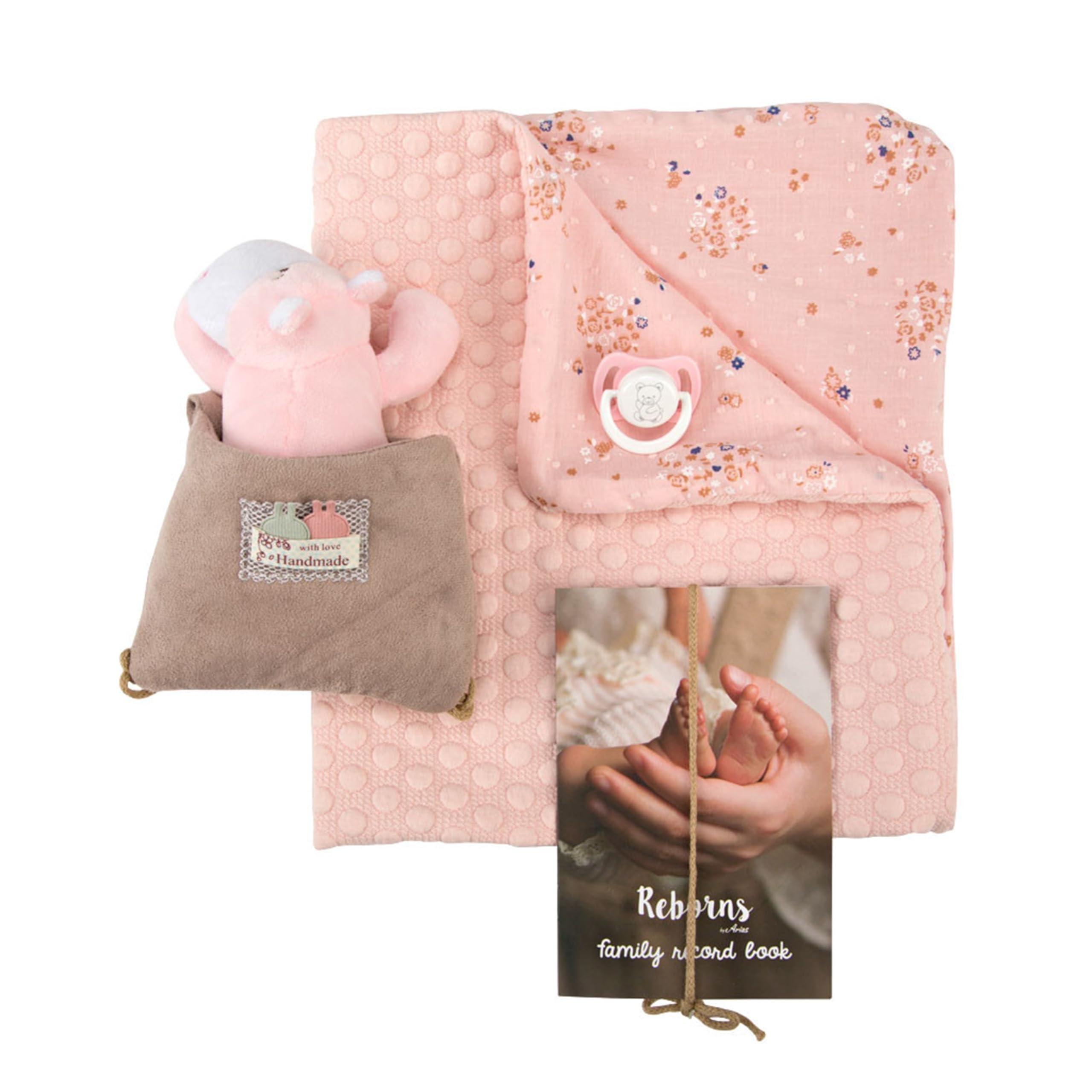 ARIAS-Reborn Lucía 45 Cm – Bebé Realista De Vinilo Con Ropa Rosa | Incluye Cojín, Peluche, Chupete Y Certificado