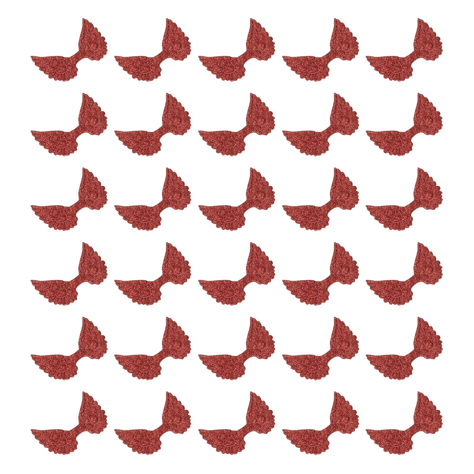 PATIKIL 60Pcs Angel Wings for Crafts Glitter Mini Angel Wings Ornament Fabric Wings Sew on Doll Patches Embellishment for Hair Accessories DIY Crafts Red